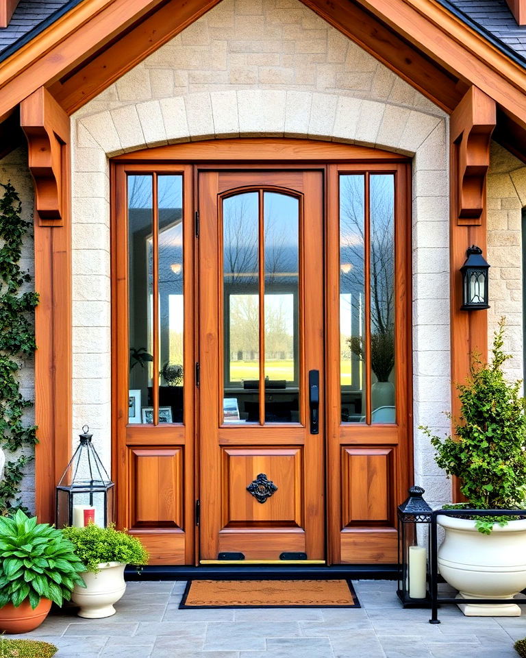 modern wood and glass entrance - 30 Traditional French Country House Exterior Ideas