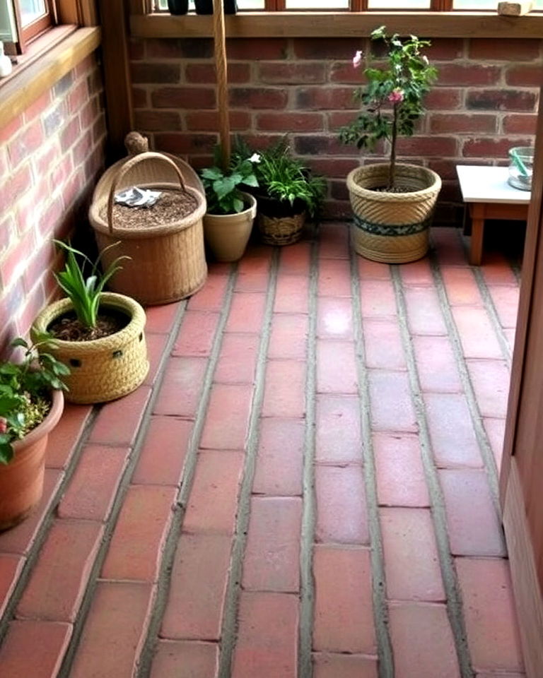 moisture resistant brick flooring for rustic charm - 20 Shed Floor Ideas