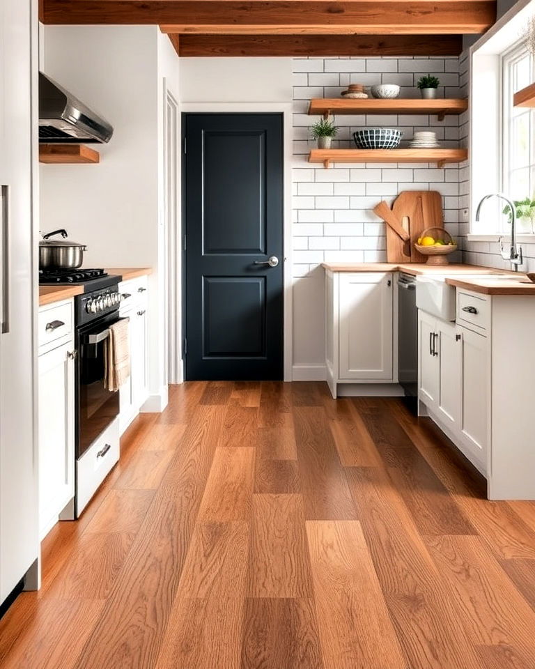 moisture resistant wood look linoleum floor - 20 Linoleum Kitchen Flooring Ideas
