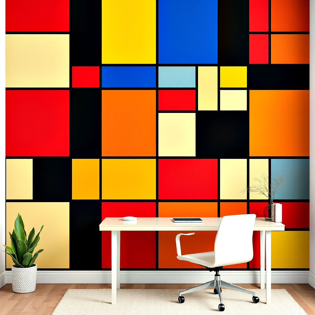 mondrian inspired geometric accent wall - 25 Geometric Accent Wall Ideas