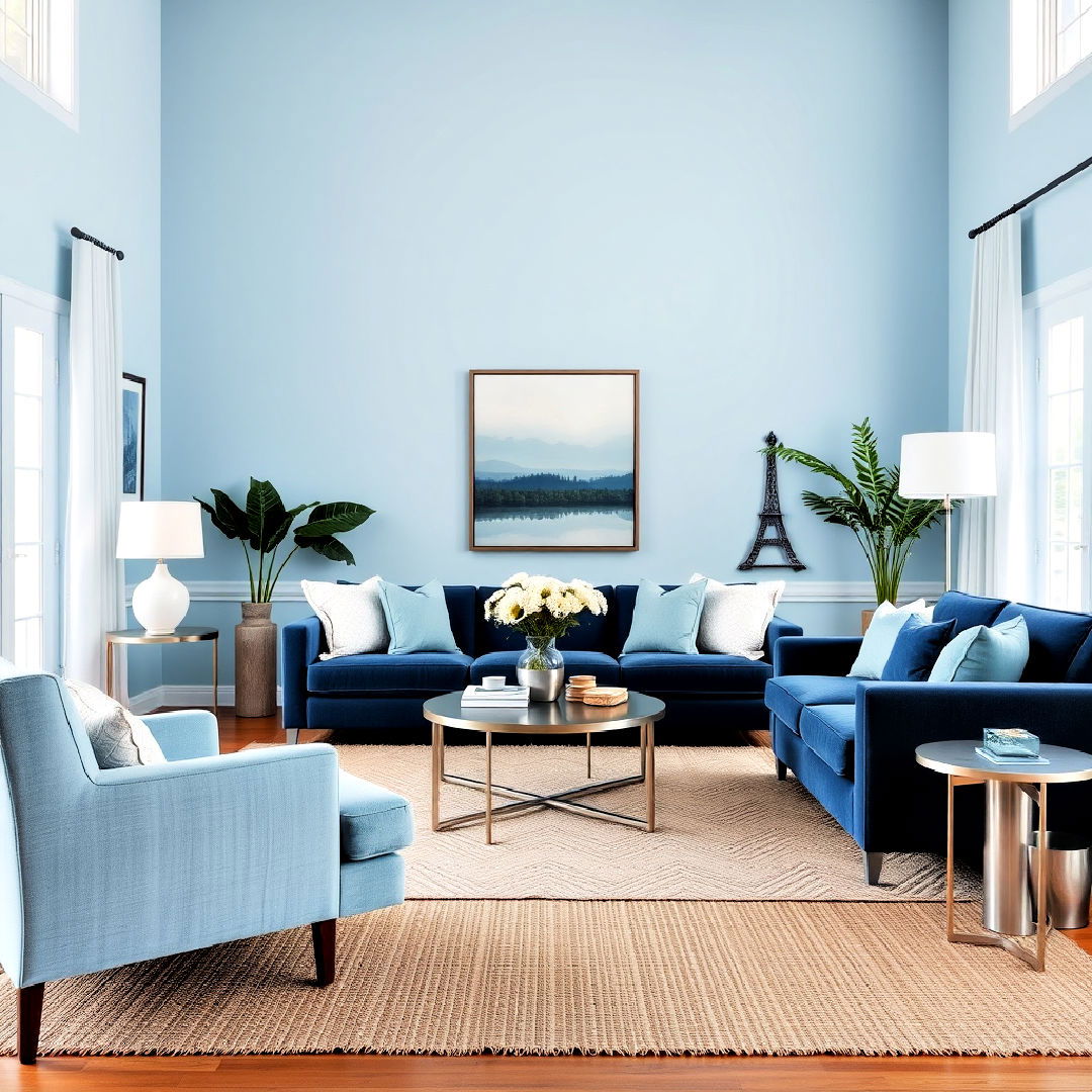 monochromatic blue living room - 25 Monochromatic Living Room Ideas