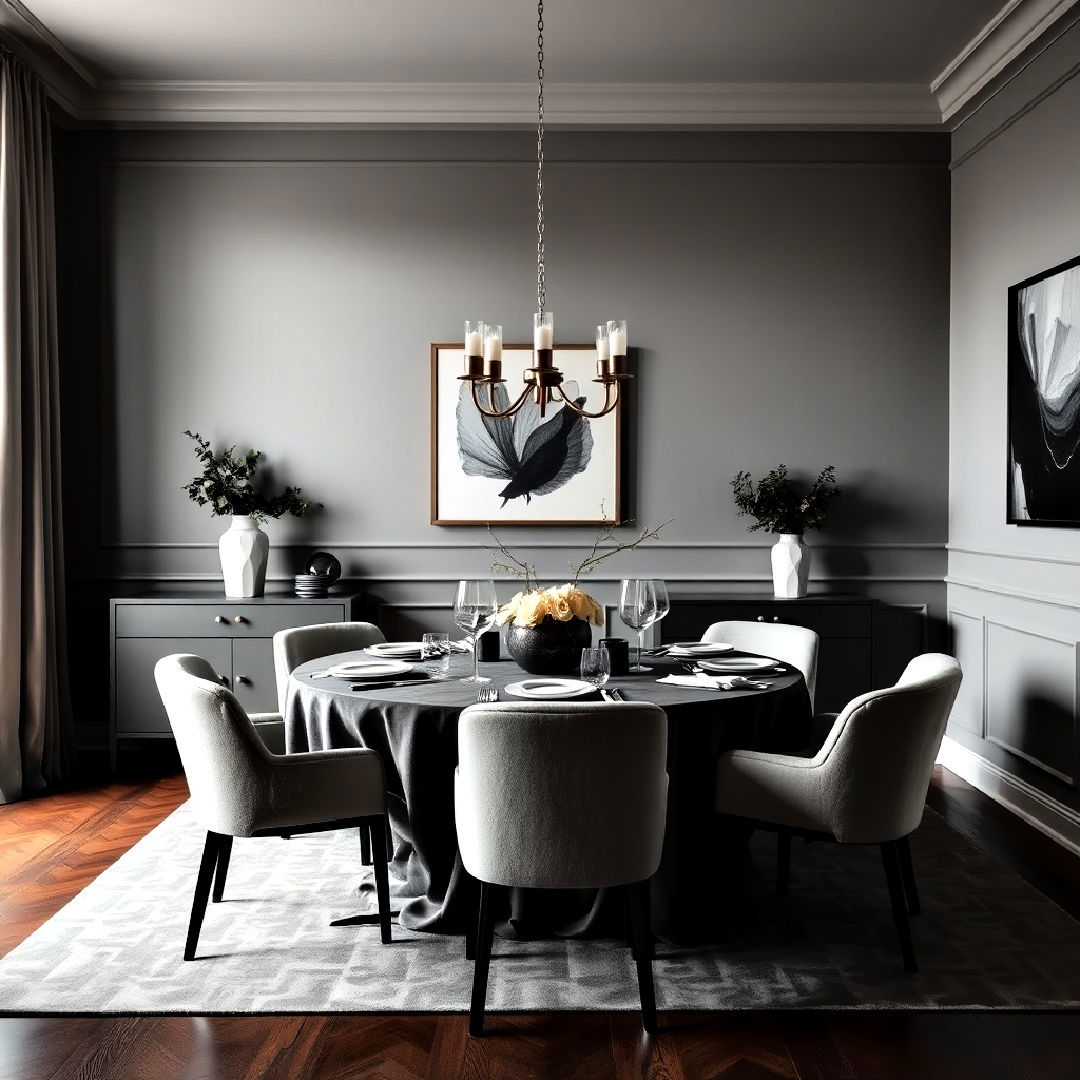 monochromatic gray dining room - 25 Gray Dining Room Ideas