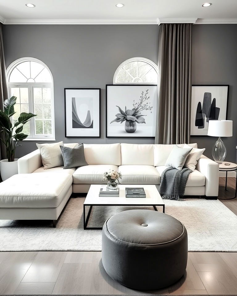 monochromatic living room with white couch - 30 White Couch Living Room Ideas