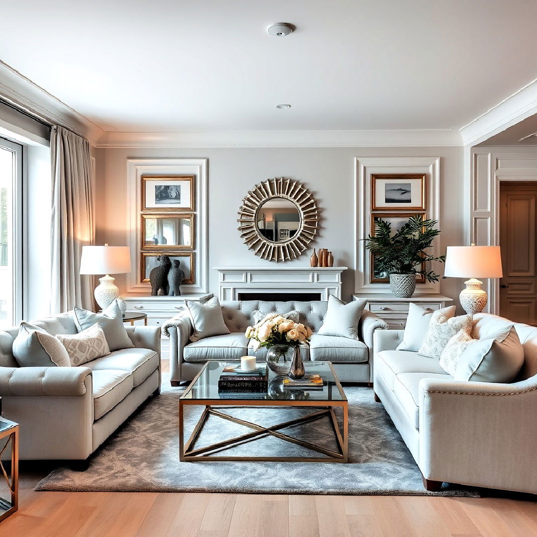 monochromatic silver living room - 25 Monochromatic Living Room Ideas