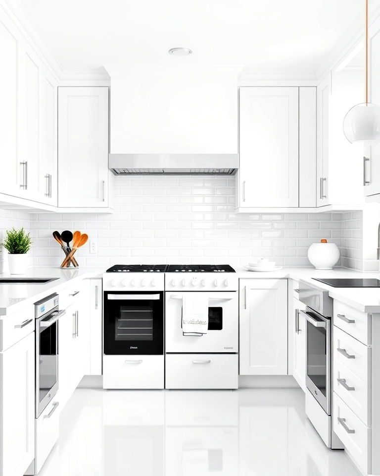 monochrome kitchen design - 40 Kitchen With White Appliances Ideas