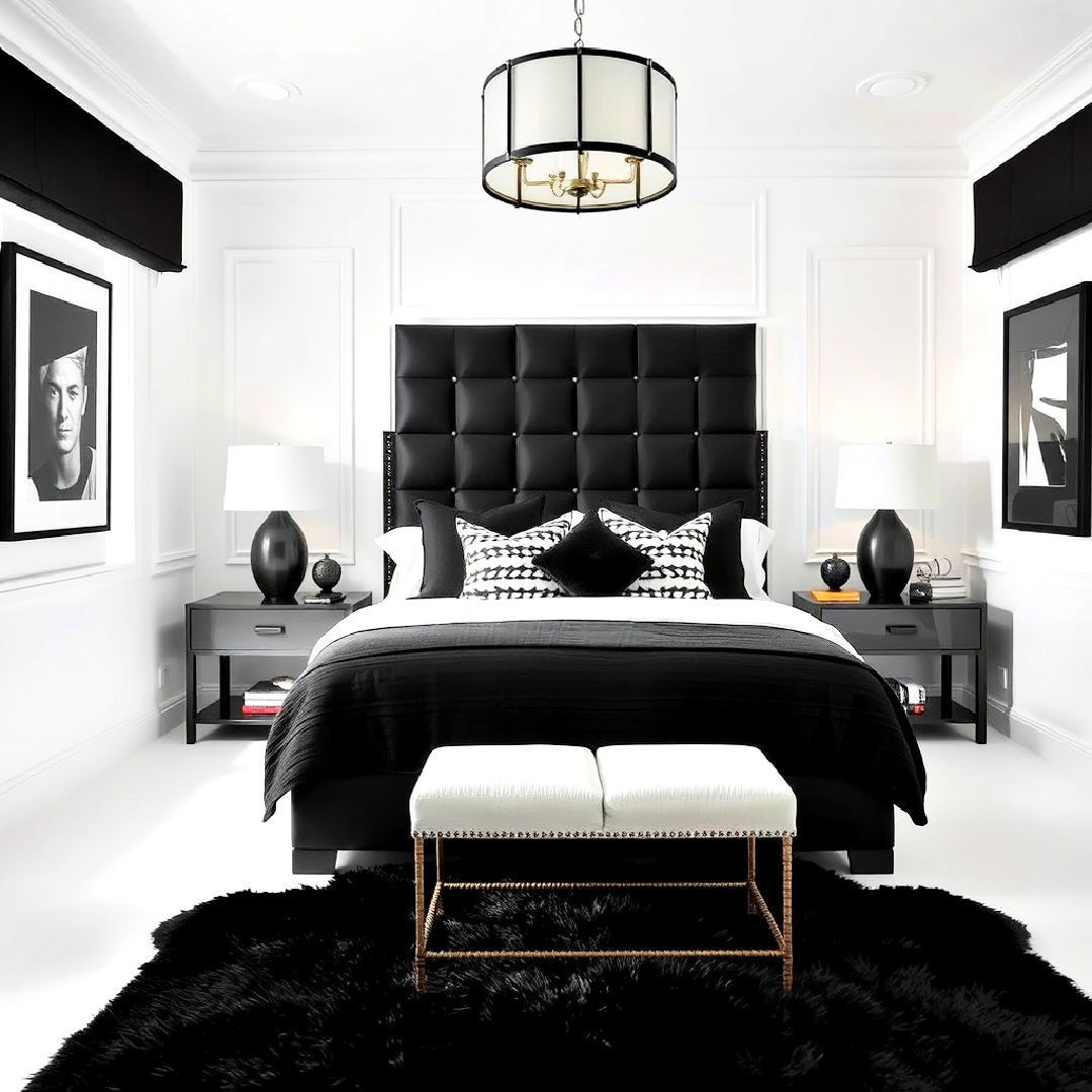 monochrome marvel for black and white bedroom - 40 Black and White Bedroom Ideas