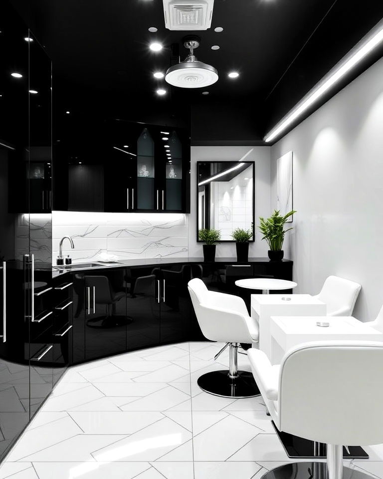 monochrome nail salon interior design - 30 Nail Salon Interior Design Ideas