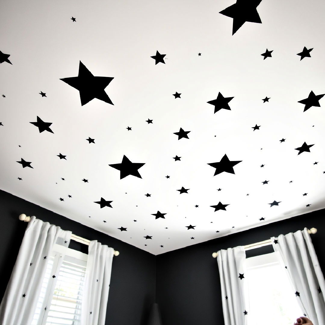 monochrome starry night ceiling for nursery - 25 Black and White Nursery Ideas