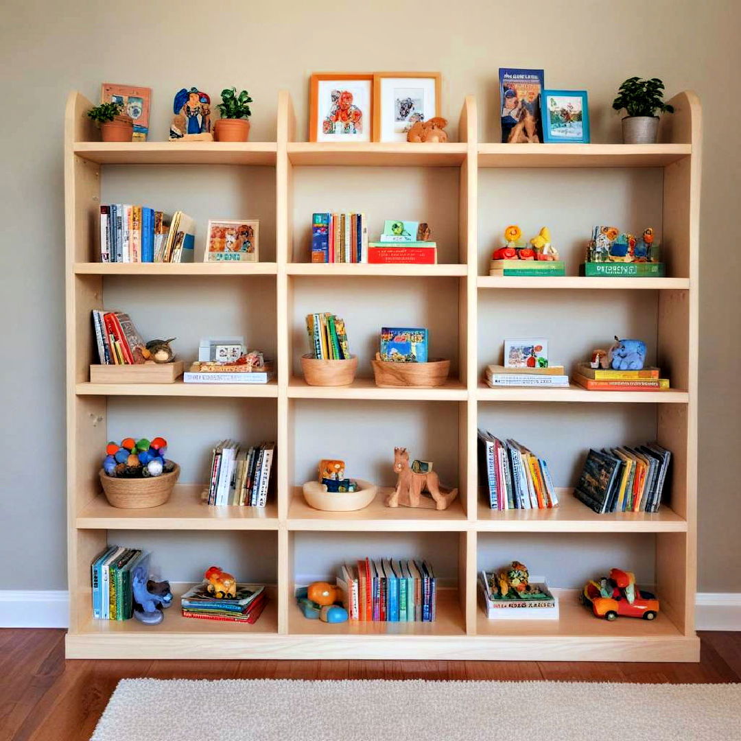 montessori inspired shelves display - 25 Homeschool Room Ideas