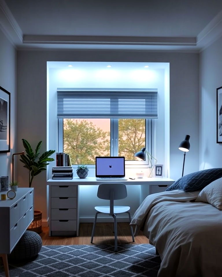mood lighting for bedroom office - 40 Bedroom Office Ideas