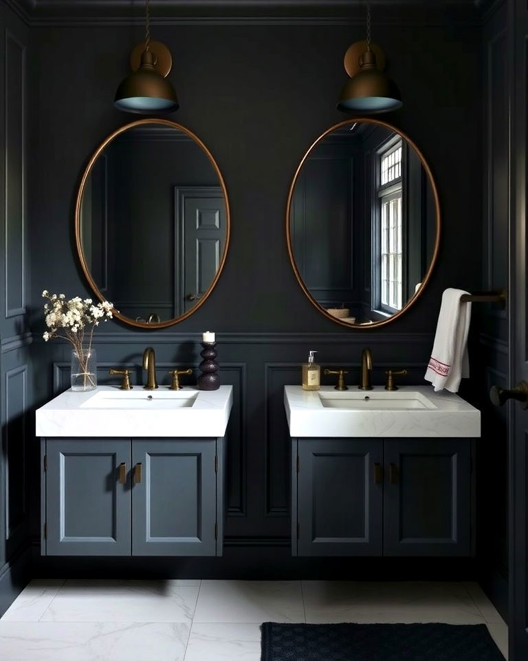 moody walls for dark academia bathroom - 20 Dark Academia Bathroom Ideas
