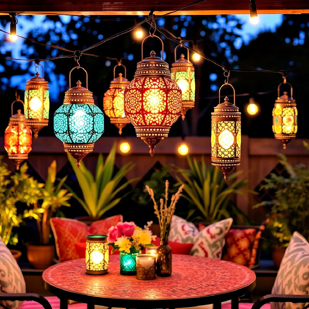 moroccan inspired lantern light ideas - 40 Patio String Light Ideas