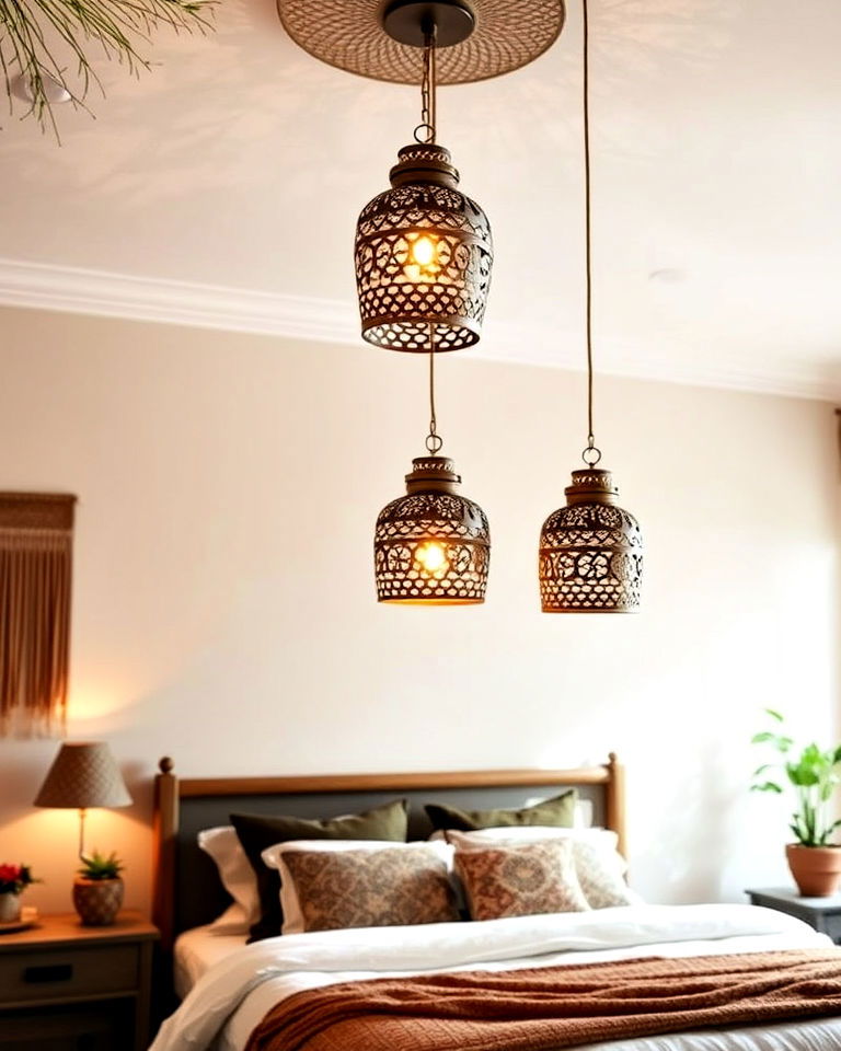 moroccan inspired pendant lighting - 20 Bohemian Moroccan Bedroom Ideas