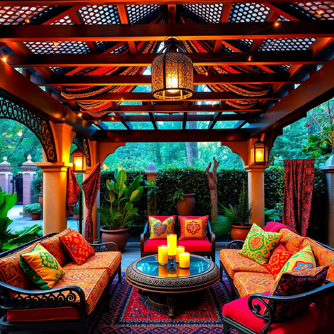 moroccan inspired pergola for patio - 40 Patio With a Pergola Ideas