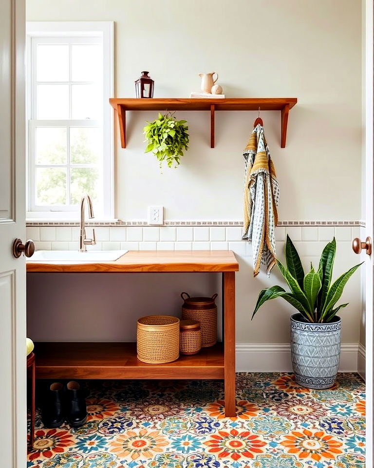 moroccan inspired tiles for mudroom floor - 15 Mudroom Tile Floor Ideas