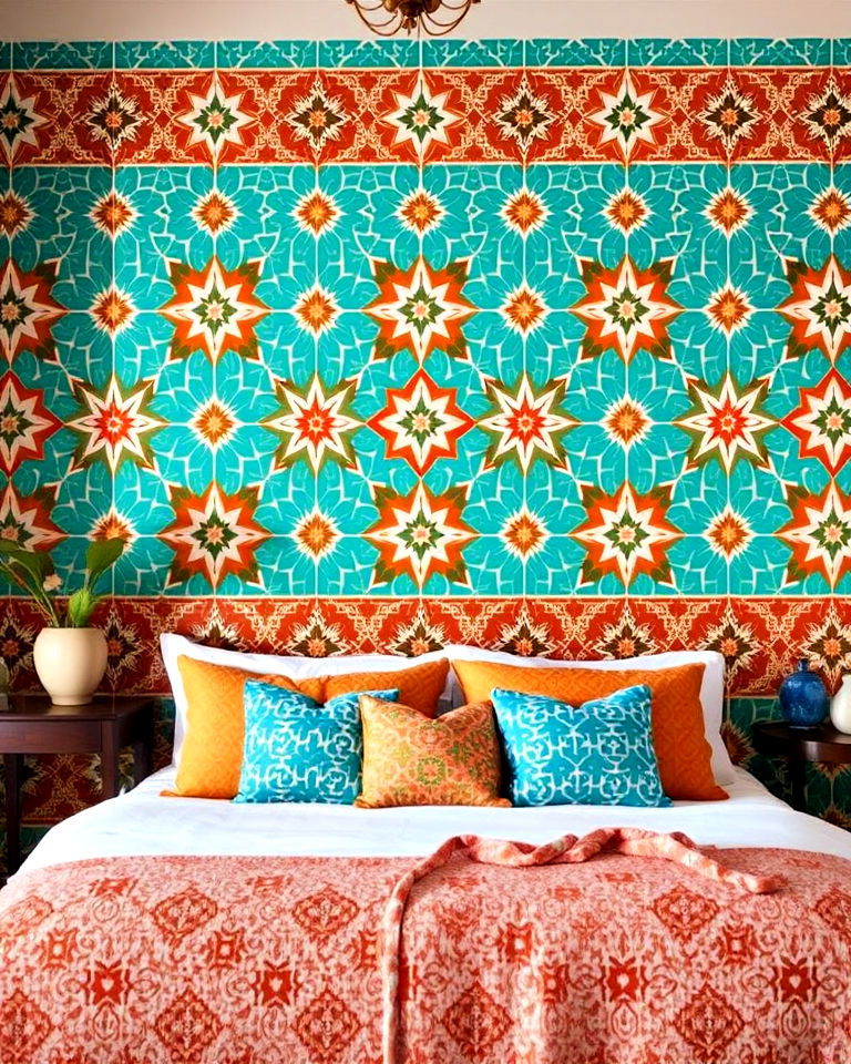 moroccan style patterned tiles as decor - 20 Bohemian Moroccan Bedroom Ideas