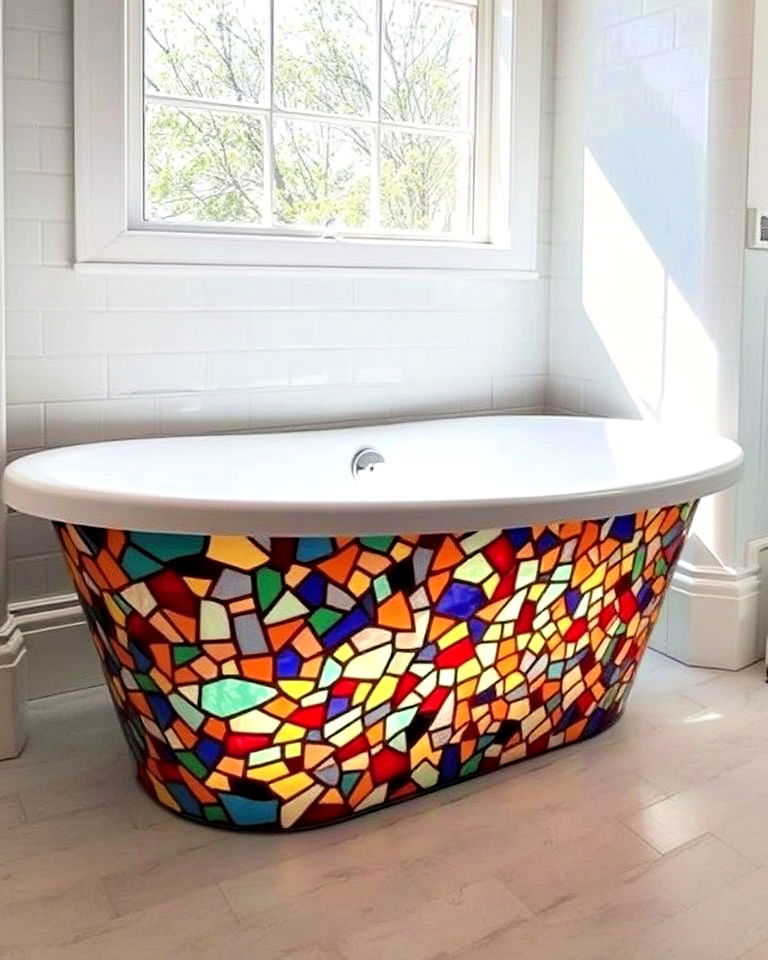 mosaic style stained glass bathtub - 20 Stained Glass Bathtub Ideas