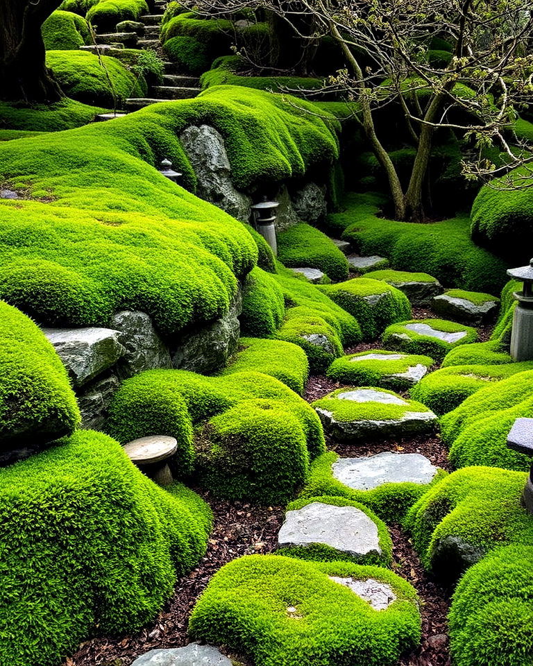 moss garden for timeless look - 40 Japanese Garden Ideas