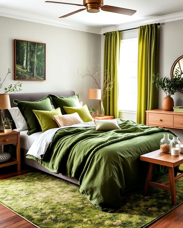 mossy green accents for forest themed bedroom - 20 Forest-Themed Bedroom Ideas