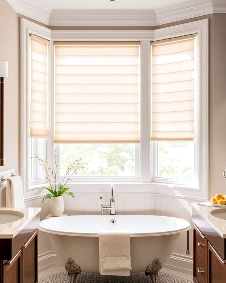 motorized shades for bathroom window - 30 Bathroom Window Treatment Ideas