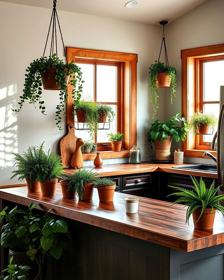 mountain house kitchen with greenery - 20 Mountain House Kitchen Ideas