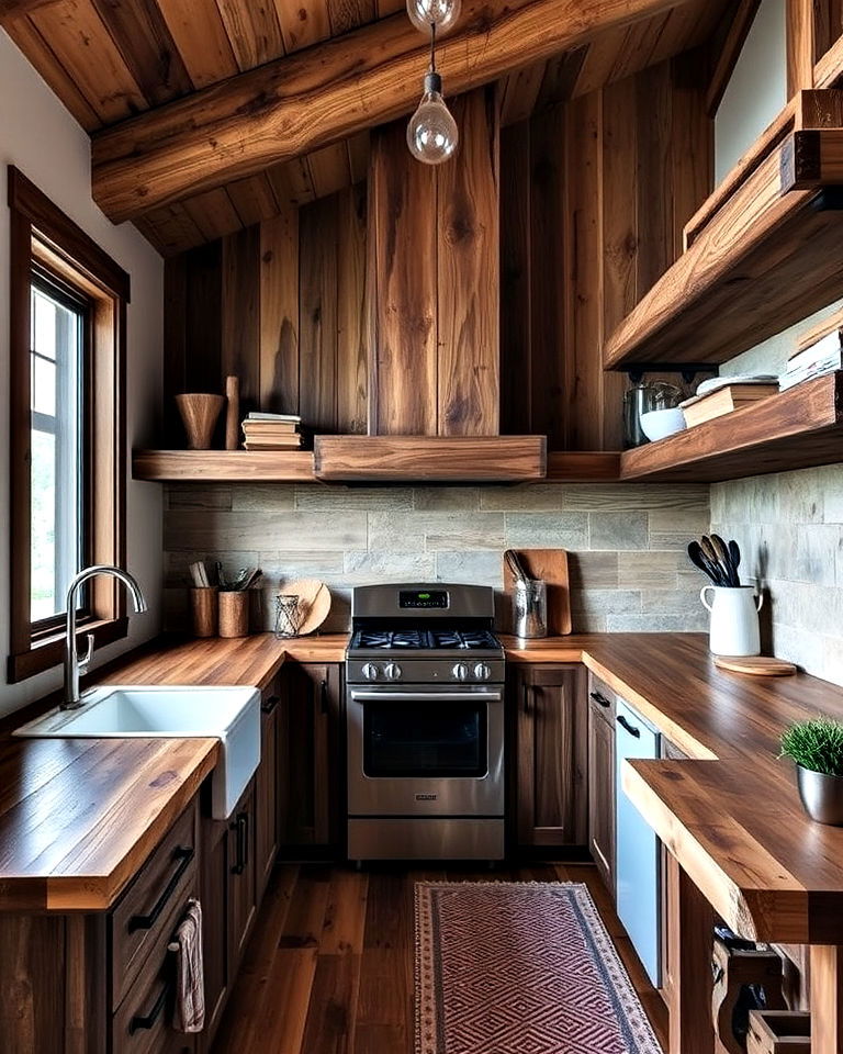 mountain house kitchen with rustic wood elements - 20 Mountain House Kitchen Ideas