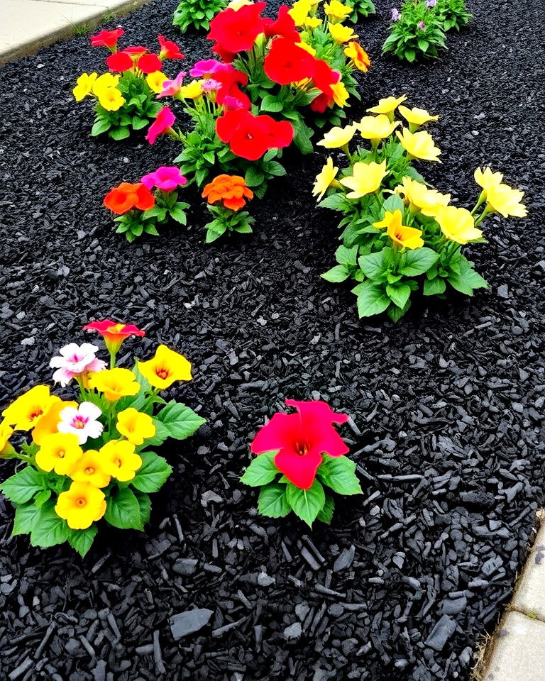 mulch flower beds with black mulch - 25 Black Mulch Landscaping Ideas