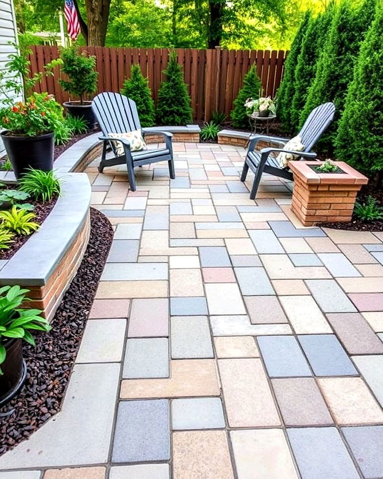 multi colored pavers to add character - 40 Paver Patio Ideas