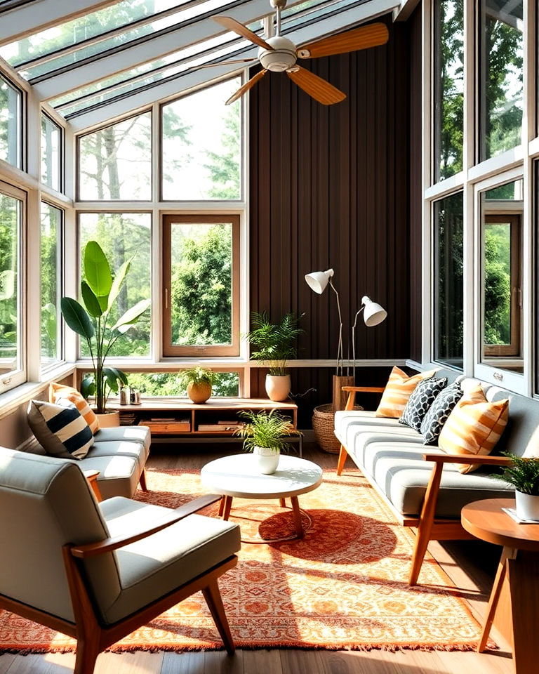 multi functional furniture for mid century modern sunroom - 20 Mid-century Modern Sunroom Ideas