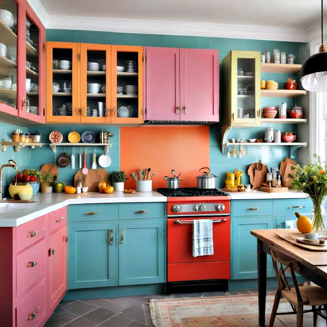 multi hued kitchen cabinets - 40 Kitchen Decor Ideas