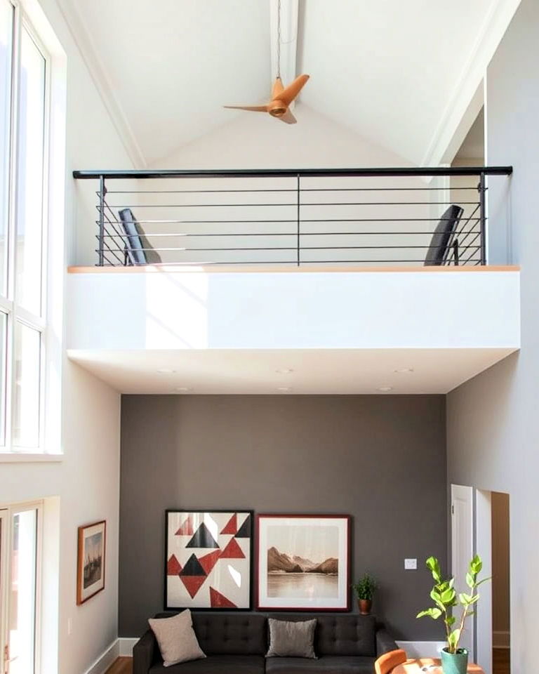 multi level look mezzanine loft - 25 High Ceiling Living Room Ideas