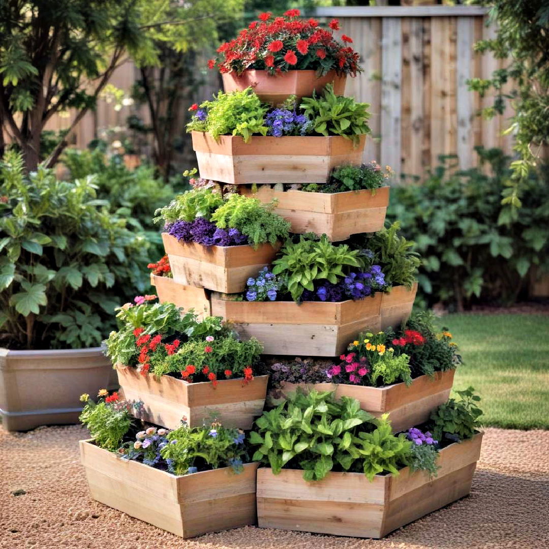 multi tiered gardening platform - 40 Container Garden Ideas