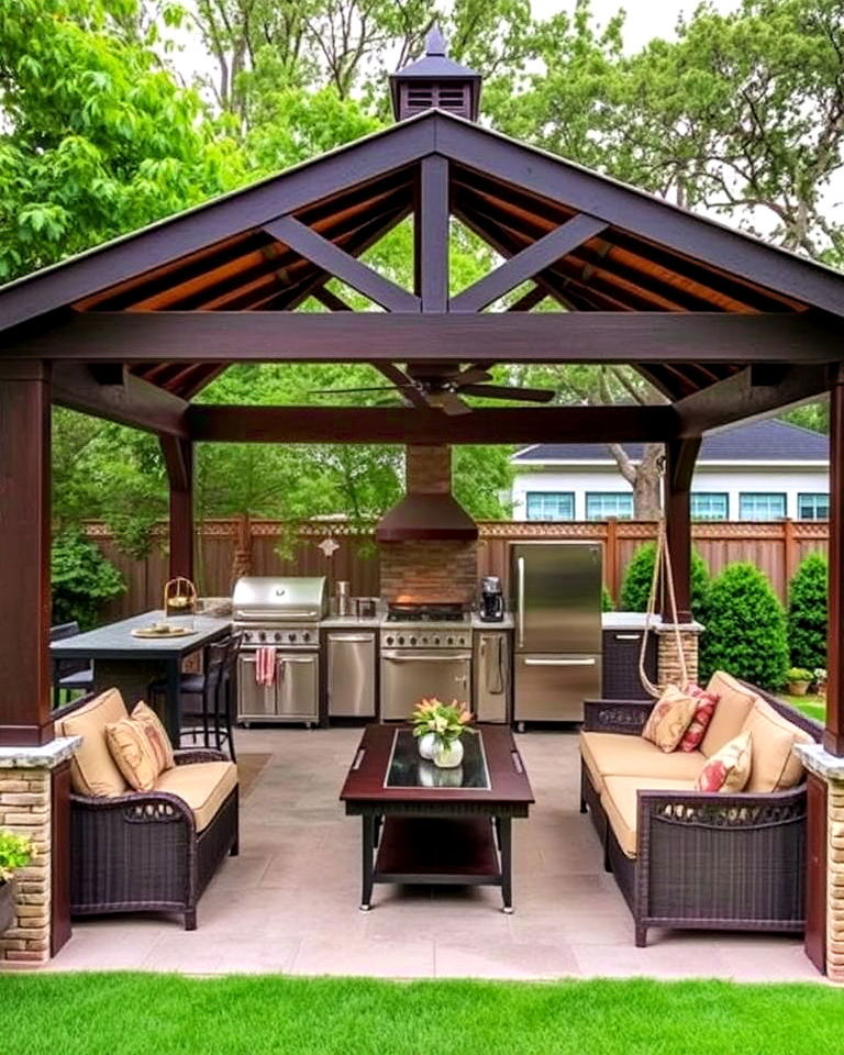 multi use gazebo design - 20 Outdoor Kitchen with a Gazebo Ideas