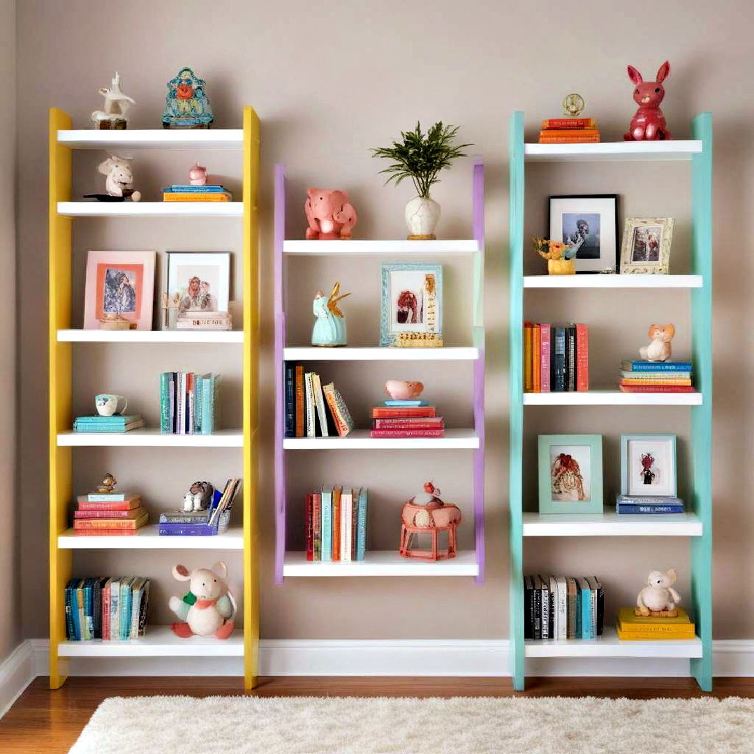 multicolored shelves offer extra storage space - 40 Teenage Girl Bedroom Ideas