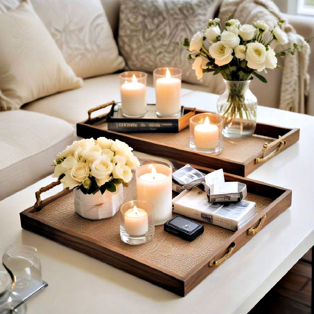 multifunctional decorative trays - 40 living room decor ideas