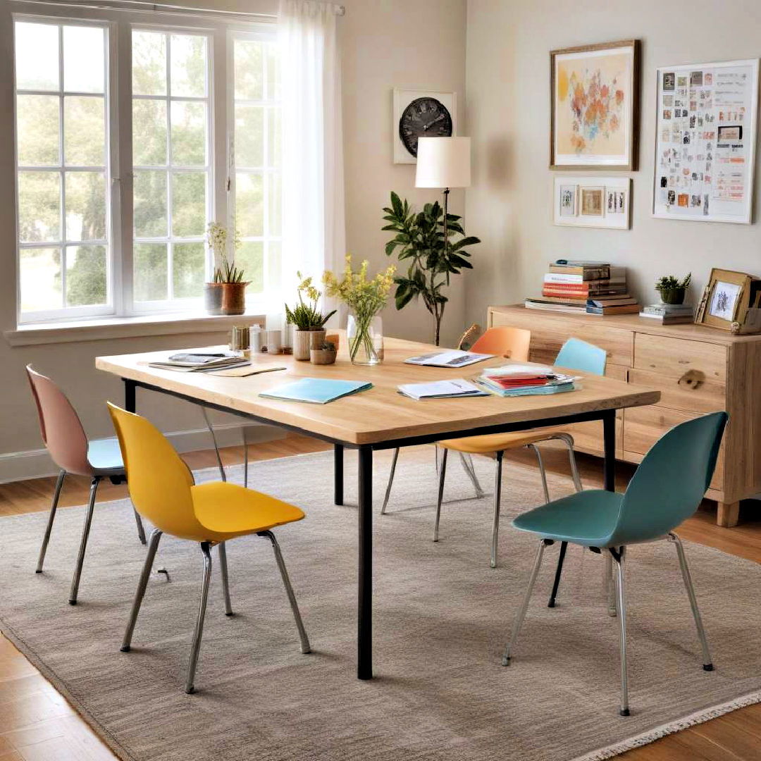 multipurpose table for collaborative work - 25 Homeschool Room Ideas