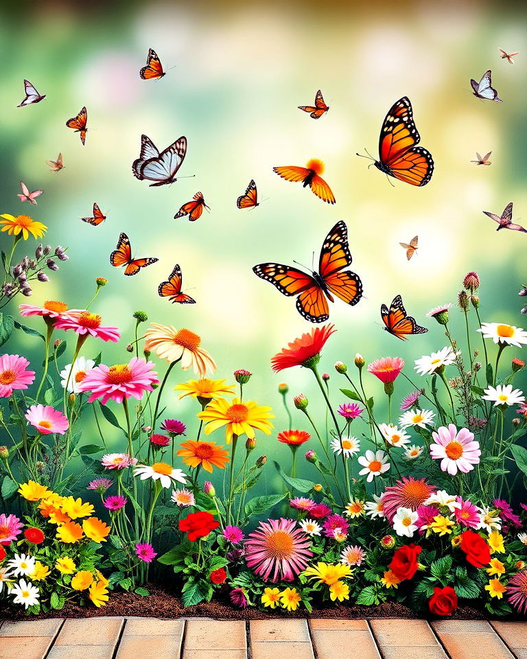 mural with enchanted butterfly meadow - 30 Garden Mural Ideas