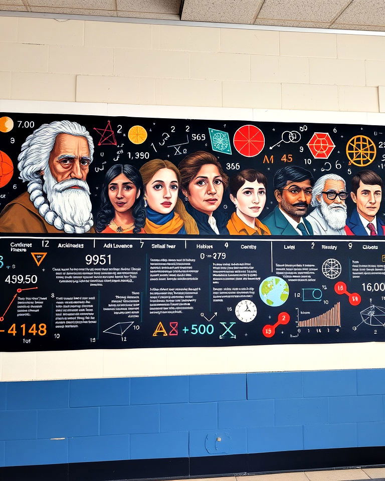 mural with timeline of mathematicians - 20 Math Mural Ideas