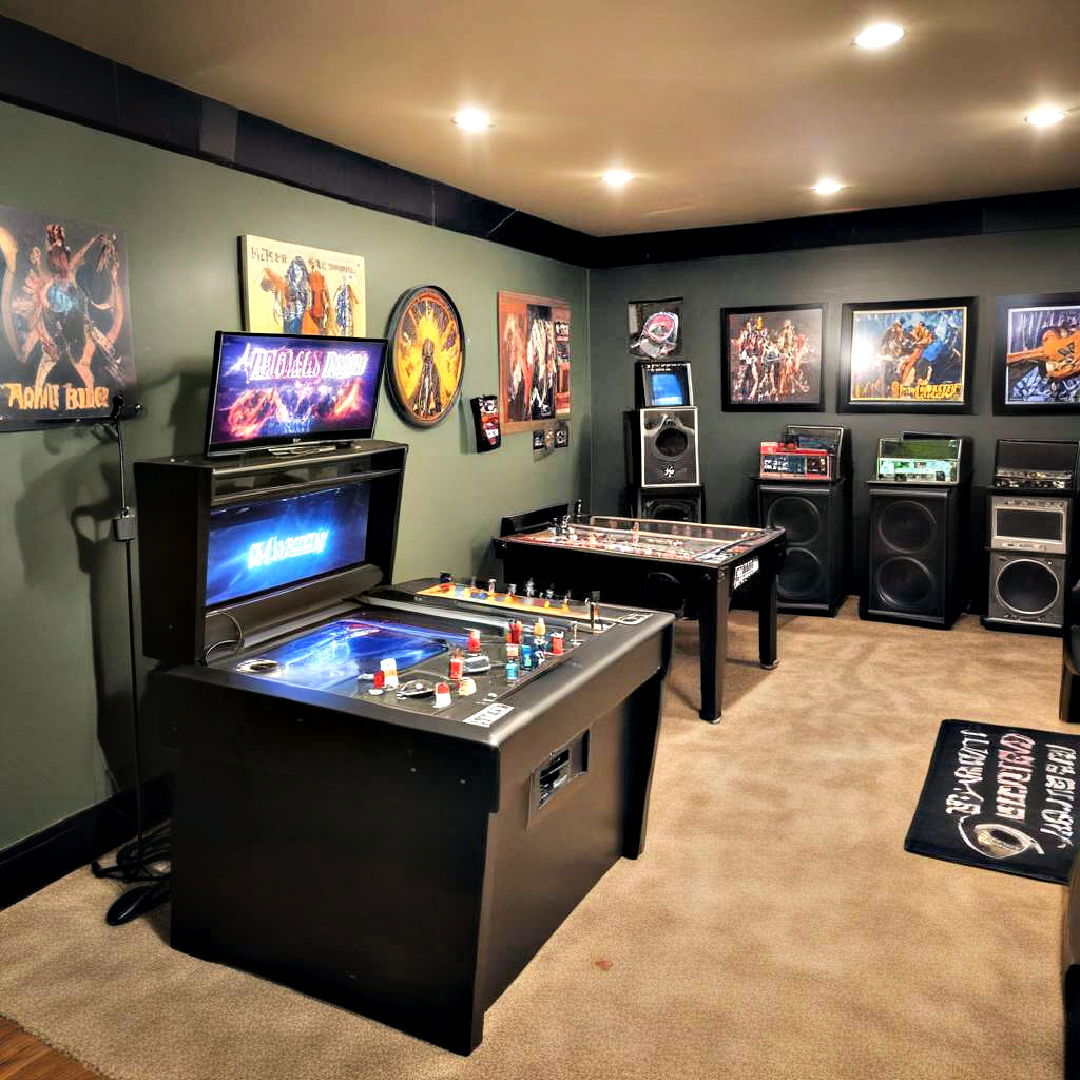 music gaming area - 25 Basement Game Room Ideas