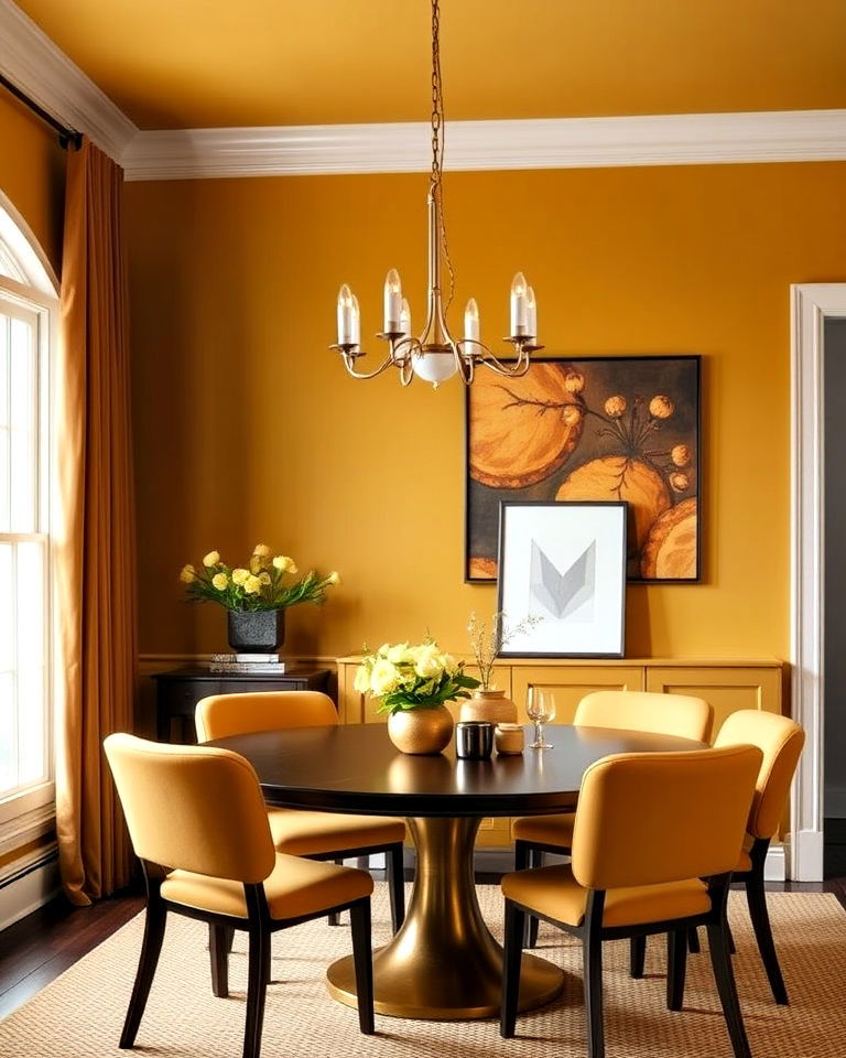 mustard yellow walls for dining room - 20 Yellow Dining Room Ideas