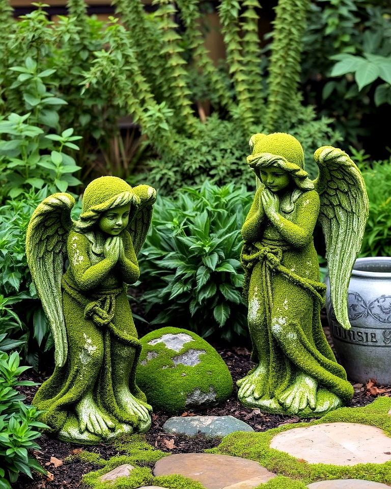 mystical moss covered statues - 20 Fairytale Garden Ideas