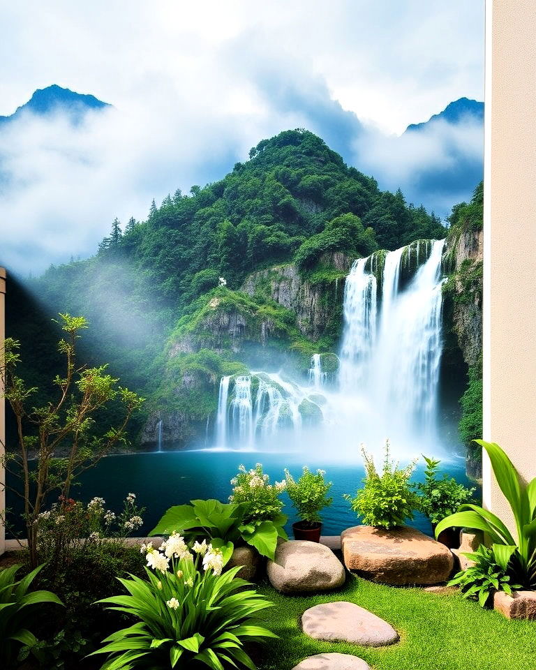 mystical mountain range mural - 30 Garden Mural Ideas