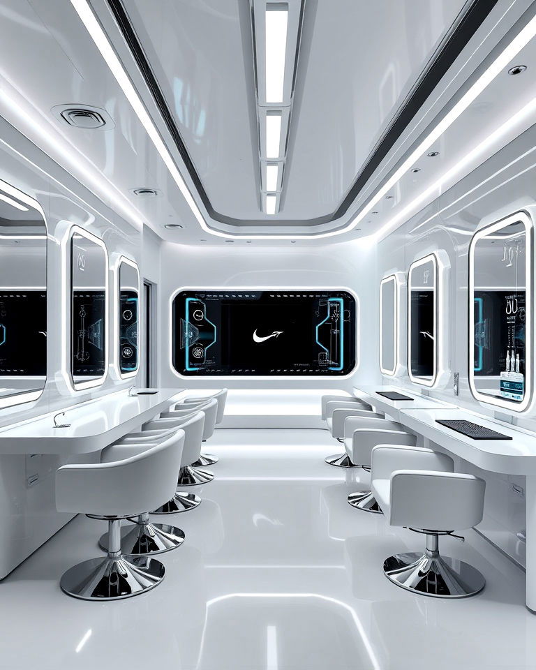 nail salon interior with futuristic design - 30 Nail Salon Interior Design Ideas