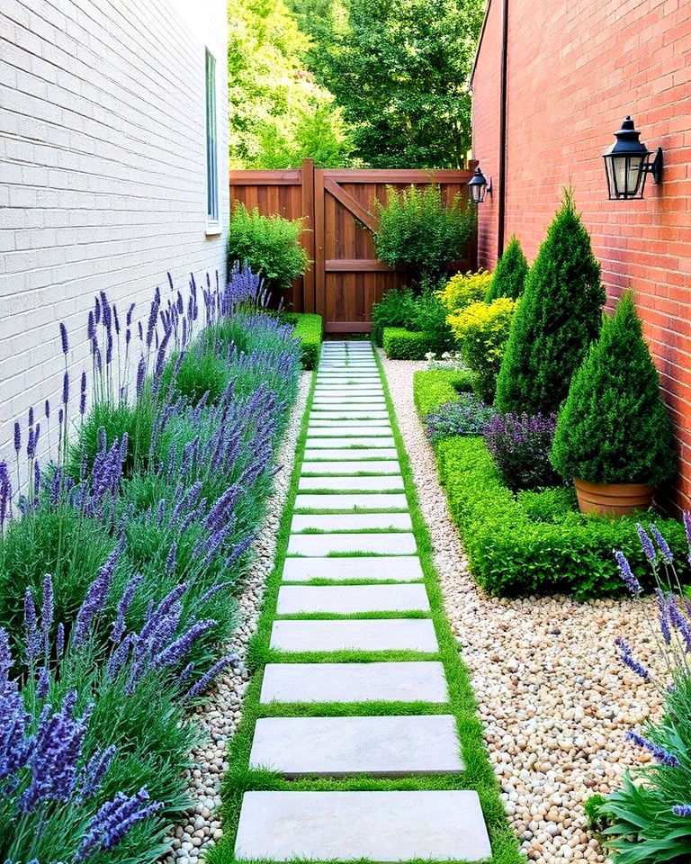 narrow garden with linear pathway - 20 Narrow Garden Ideas