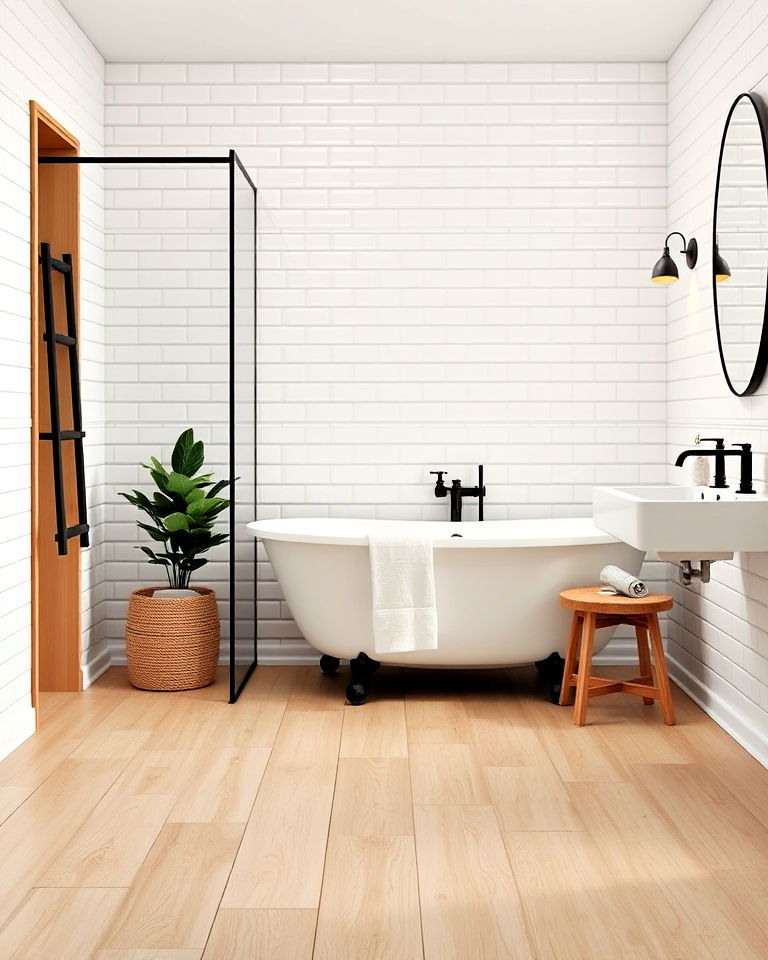 natural aesthetic light oak wood flooring - 25 Ideas for Wood Floors in Bathrooms