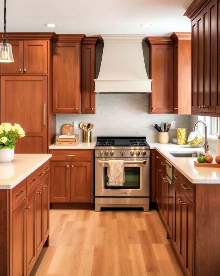 natural cherry cabinets with neutral colors - 15 Natural Cherry Kitchen Cabinets