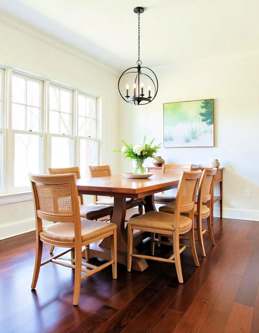 natural elements for a rustic feel - 15 Dark Wood Floor Dining Room Ideas