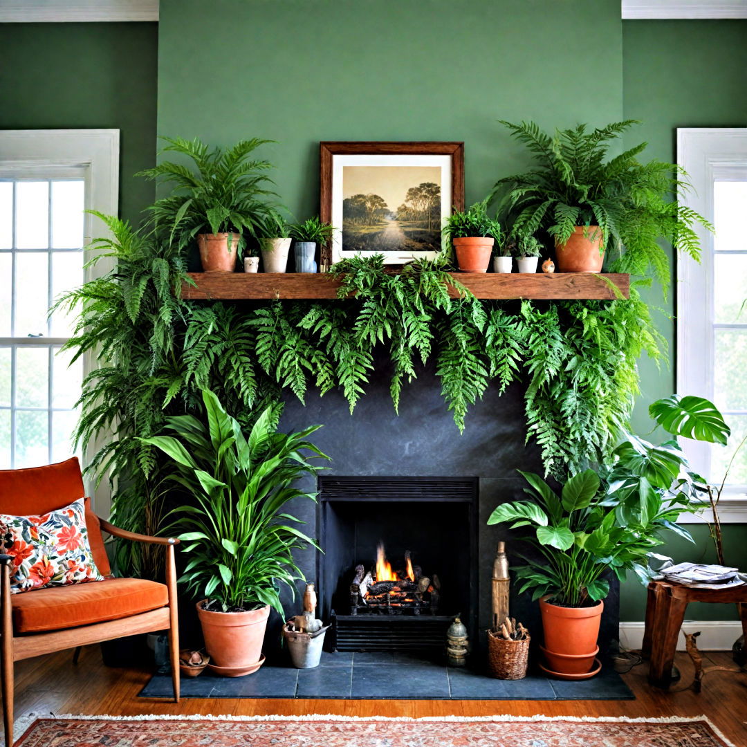 natural feel with urban jungle mantel - 40 Mantel Decor Ideas