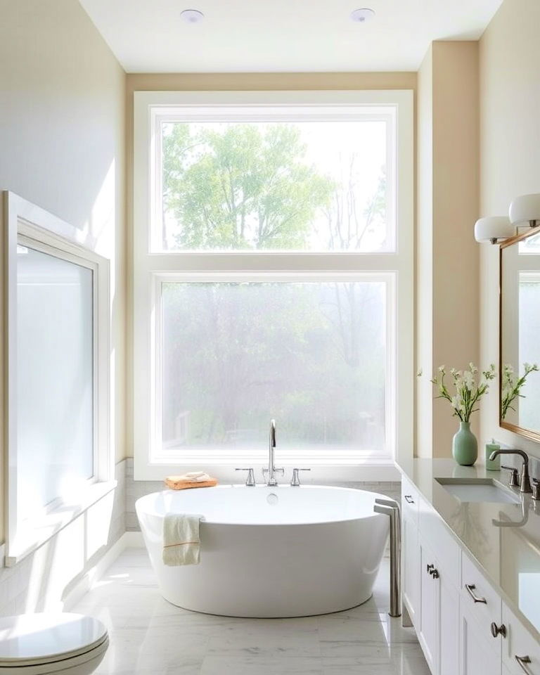 natural light with large windows for primary bathroom - 40 Primary Bathroom Ideas
