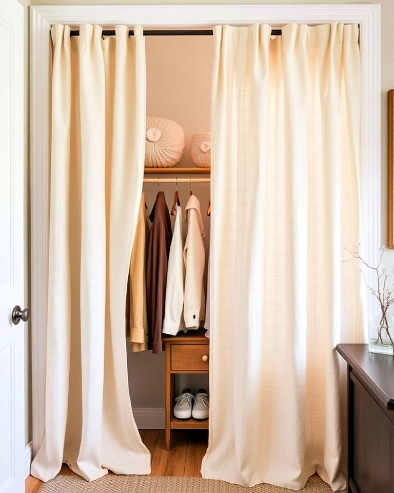 natural look linen curtains - 30 Closet Curtain Ideas